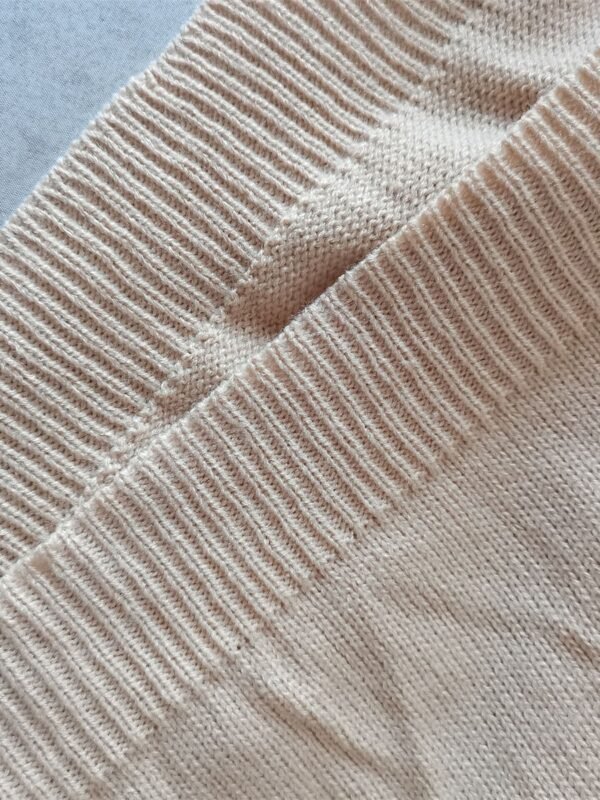 Stand Collar Ribbed Knit Wool Sweater Beige Striped Knitwear
