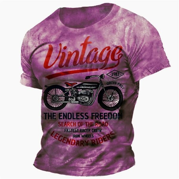 Distressed Graphic Crew Neck Short Sleeve 3D Print Vintage Fashion Tee
