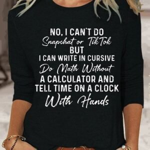 22CCC521-DC0A-1C4C-AB6D-7BE63E8E995F Cotton Letter Print Long Sleeve Tee