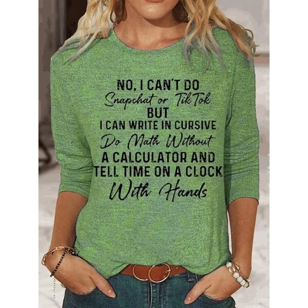 Cotton Letter Print Long Sleeve Tee