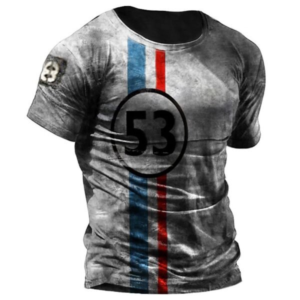 Distressed Graphic Crew Neck Short Sleeve 3D Print Vintage Fashion Tee