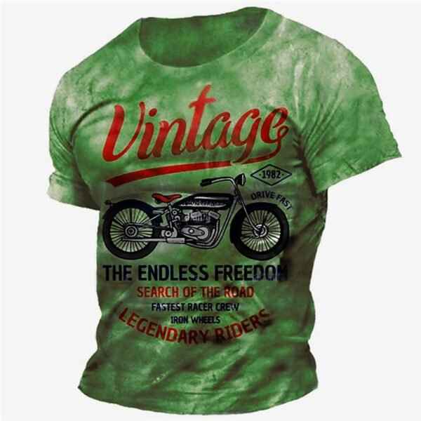 Distressed Graphic Crew Neck Short Sleeve 3D Print Vintage Fashion Tee