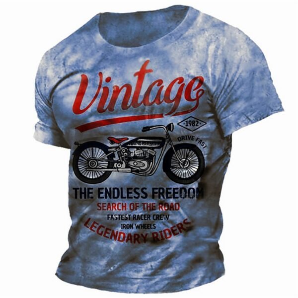 Distressed Graphic Crew Neck Short Sleeve 3D Print Vintage Fashion Tee