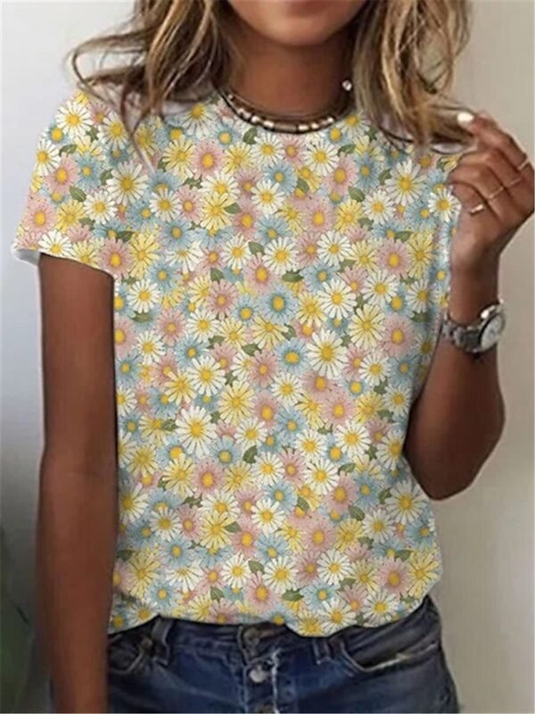 Floral Short Sleeve Casual Tee